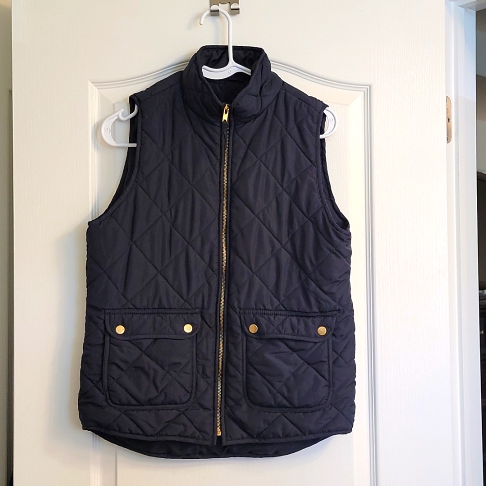 Quinn Navy Quilted Vest with Gold Accents